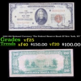 1929 $20 National Currency 'The Federal Reserve Bank Of New York, NY' Grades vf+