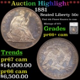 Proof ***Auction Highlight*** 1881 Seated Half Dollar 50c Graded pr66+ cam By SEGS (fc)