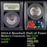 2014-d Baseball Hall of Fame Modern Commem Half Dollar 50c Graded ms70, Perfection by USCG