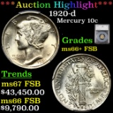 ***Auction Highlight*** 1920-d Mercury Dime 10c Graded ms66+ FSB By SEGS (fc)