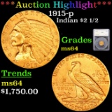 ***Auction Highlight*** 1915-p Gold Indian Quarter Eagle $2 1/2 Graded ms64 By SEGS (fc)