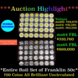 ***Auction Highlight*** ***Auction Highlight*** Entire Roll Set of Franklin Half Dollars 700 Coins a