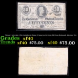 February 17th 1864  CSA Confederate States Of America 50 Cents Bill from Richmond, Virginia T-72 Gra