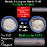 Buffalo Nickel Shotgun Roll in Old Bell Telephone Bank Wrapper 1924 & d Mint Ends