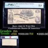 Rare 1862 $1 T-44 CSA Confederate States Of America Graded f15 By PMG