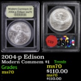 2004-p Edison Modern Commem Dollar $1 Graded ms70, Perfection by USCG