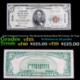 1929 $5 National Currency 'The Broad St National Bank Of Trenton, NJ' Type 1 Grades vf+