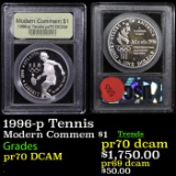 Proof 1996-p Tennis Modern Commem Dollar $1 Graded GEM++ Proof Deep Cameo by USCG