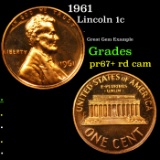 Proof 1961 Lincoln Cent 1c Grades Gem++ Proof Red Cam