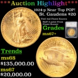 ***Auction Highlight*** 1924-p Gold St. Gaudens Double Eagle Near Top POP! $20 Graded ms67+ By SEGS