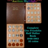 ***Auction Highlight***  Complete Unc Franklin Half Dollar Book 1948-1963 35 coins (fc)