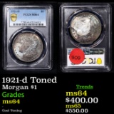 PCGS 1921-d Morgan Dollar Toned $1 Graded ms64 By PCGS