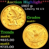 ***Auction Highlight*** 1907-p Gold Liberty Quarter Eagle $2 1/2 Grades Select+ Unc (fc)