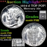 ***Auction Highlight*** 1934-d Mercury Dime TOP POP! 10c Graded ms68 FSB By SEGS (fc)