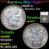 ***Auction Highlight*** 1908-o Barber Quarter 25c Graded ms65+ By SEGS (fc)
