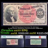 1863 US Fractional Currency 25c 4th Issue fr-1302 George Washinton Unwatermarked 40MM Seal Graded au