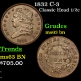 1832 Classic Head half cent C-3 1/2c Grades Select Unc BN