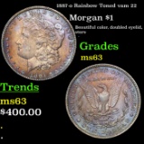 1887-o Rainbow Toned Morgan Dollar vam 22 $1 Grades Select Unc