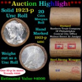 ***Auction Highlight*** Full solid date 1923-p Uncirculated Peace Silver dollar roll, 20 coins (fc)