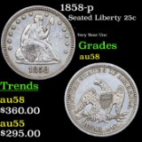 1858-p Seated Liberty Quarter 25c Grades Choice AU/BU Slider