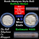 Buffalo Nickel Shotgun Roll in Old Bell Telephone Bank Wrapper 1925 & d Mint Ends