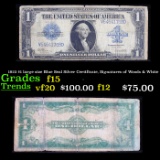 1923 $1 large size Blue Seal Silver Certificate, Signatures of Woods & White Grades f+