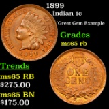 1899 Indian Cent 1c Grades GEM Unc RB