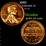 Proof 1961 Lincoln Cent 1c Grades Gem Proof Red Cameo