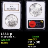 NGC 1886-p Morgan Dollar $1 Graded ms63 By NGC