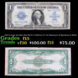 1923 $1 large size Blue Seal Silver Certificate, Fr-237 Signatures of Speelman & White Grades f+