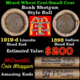 Mixed small cents 1c orig shotgun Brandt McDonalds roll, 1919-d Wheat Cent, 1898 Indian Cent oth