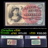 1870's US Fractional Currency 10¢ Fourth Issue Fr-1259 40MM Seal Blue Right End Graded vf30 By PMG