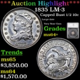 ***Auction Highlight*** 1835 Capped Bust Half Dime LM-3 1/2 10c Graded ms64+ By SEGS (fc)