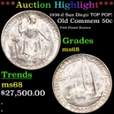 ***Auction Highlight*** 1936-d San Diego Old Commem Half Dollar TOP POP! 50c Graded ms68 By SEGS (fc