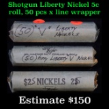 Shotgun Liberty Nickel 5c roll, 50 pcs x line wrapper