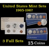 Group of 3 Special Mint Sets 1965-1967 15 coins