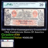 1861 $10 CT-37 Contemporary Counterfeit CSA Confederate States Of America Graded vf20 By PMG