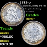 1872-p Seated Liberty Half Dime 1/2 10c Grades Select+ Unc