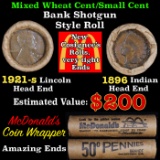 Mixed small cents 1c orig shotgun Brandt McDonalds roll, 1921-s Wheat Cent, 1896 Indian Cent other