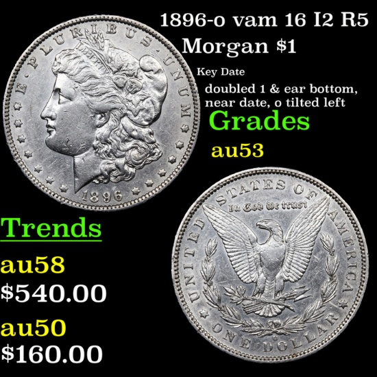 1896-o Morgan Dollar vam 16 I2 R5 $1 Grades Select AU