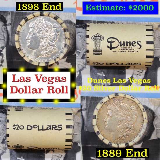 ***Auction Highlight*** Full Morgan/Peace Casino Las Vegas Dunes silver $1 roll $20, 1889 & 1898 end