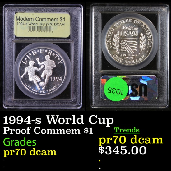 Proof 1994-s World Cup Modern Commem Dollar $1 Graded GEM++ Proof Deep Cameo By USCG