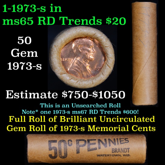 Shotgun Lincoln 1c roll, 1973-s 50 pcs Brandt Wrapper