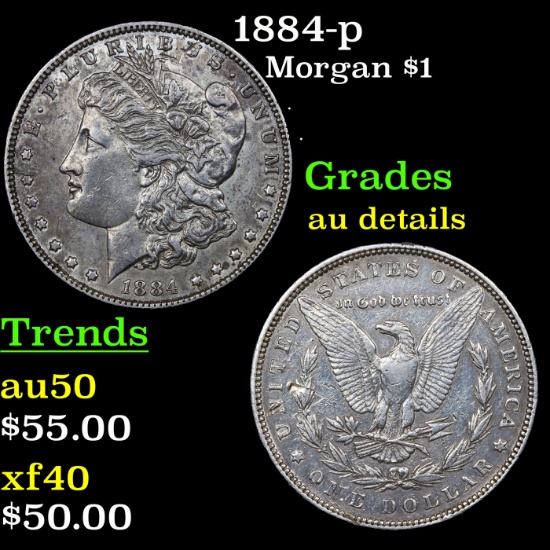 1884-p Morgan Dollar $1 Grades AU Details