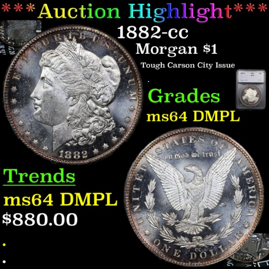 ***Auction Highlight*** 1882-cc Morgan Dollar $1 Graded ms64 DMPL By SEGS (fc)