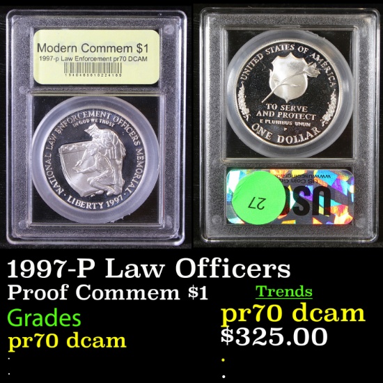 Proof 1997-P Law Officers Modern Commem Dollar $1 Graded GEM++ Proof Deep Cameo By USCG