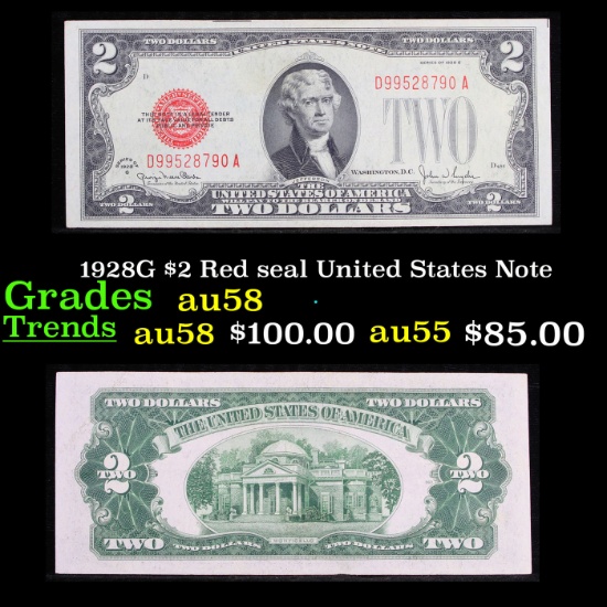1928G $2 Red seal United States Note Grades Choice AU/BU Slider