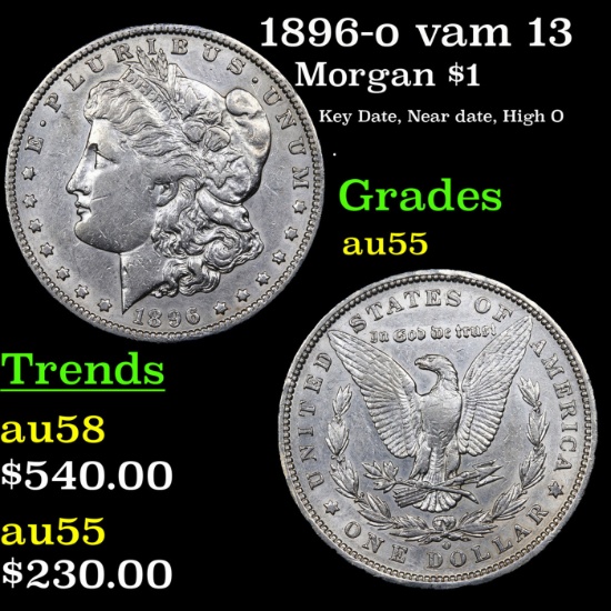 1896-o Morgan Dollar vam 13 $1 Grades Choice AU