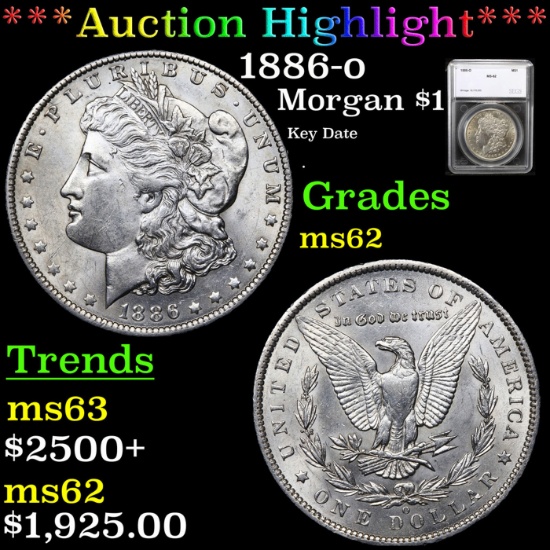 ***Auction Highlight*** 1886-o Morgan Dollar $1 Graded ms62 By SEGS (fc)