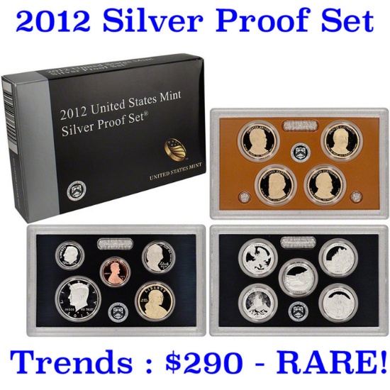 Hard to get, low mintage 2012 US Mint Silver Proof Set; 14 pcs – about 1 ½ ounces of pure silver